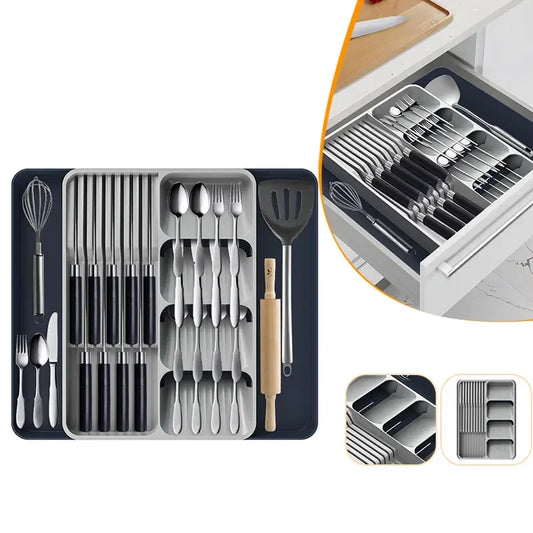 Expandable Silverware Organizer for Drawer with Knife Holder Kitchen Utensil Knife Drawer Organizer Cutlery Organizer in Drawer