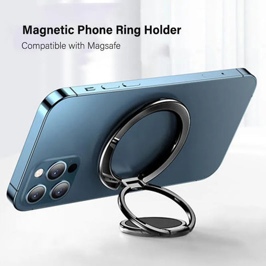 Strong Magnetic Mobile Phone Finger Ring Holder for MagSafe Accessories Magnet Foldable Cellphone Stand Support for iPhone 14 15