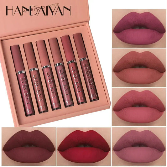 HANDAIYAN 6 PCS Lipstick Set Make-up for women Free shipping Waterproof Long lasting Cosmetics Korean makeup Matte lipstick