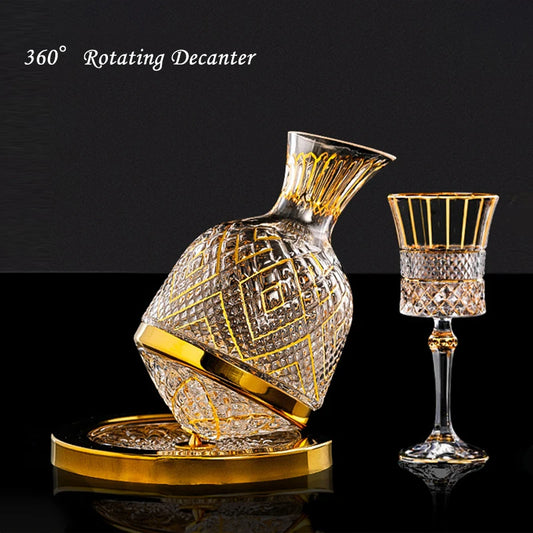 High Grade Crystal Glass Decanter 360 Rotating Tumbler 1500ml Dispenser Champagne Whisky Wine Bottle Gift Bar Decorate Glassware