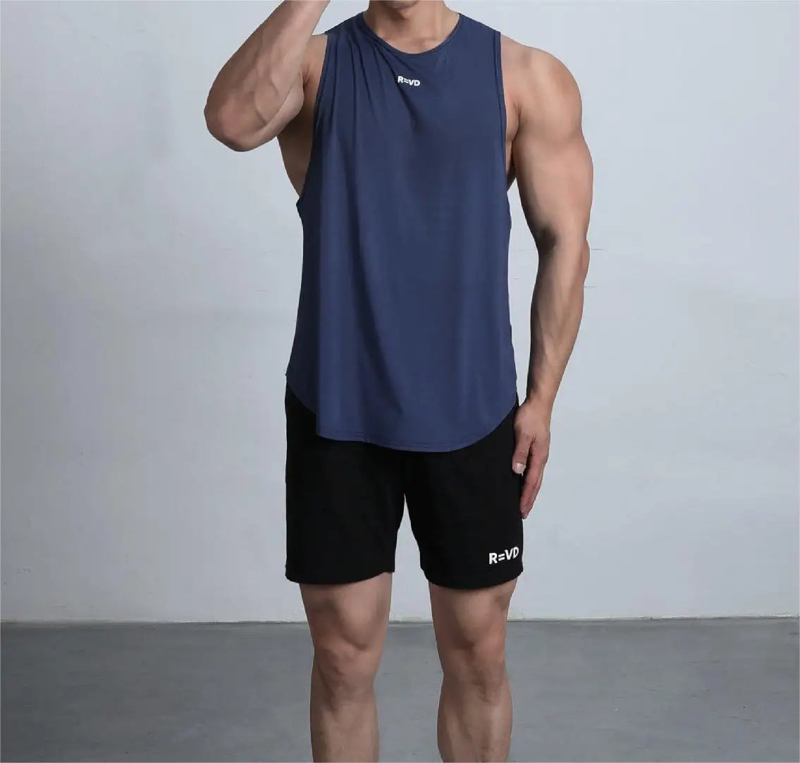 Men's Loose Tank Tops Summer Men Bodybuilding Sleeveless Vest Gym Fitness Round Collar Tank Top Men Jopping Clothing