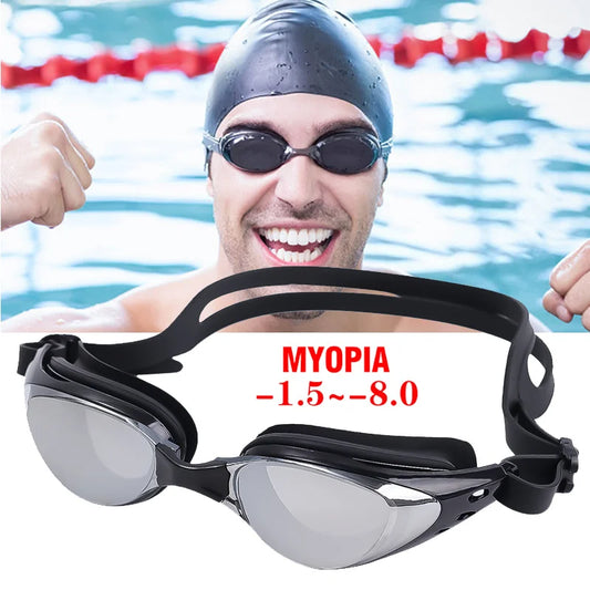 -1.0~-9.0 Myopia Swimming Goggles Myopia Professional Anti-fog UV Swimming Glasses Men Women Silicone Swim Sports Eyewear
