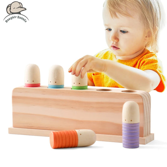 Baby Toys  Wooden Little Man Toy  Color Recognition Toy  Wooden Little Jumping Toy  Hand And Foot Coordination Toy Baby Gifts