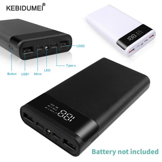 20000mAh Dual USB Type C Power Bank Shell 5V 2A Portable Mobile USB 6*18650 Case Charge Storage Box for Polymer battery