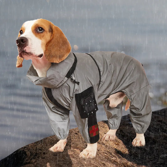 Outdoor Large Dog Raincoat Sunscreen Reflective Jacket Pet Raincoat Hoodie Waterproof Medium Large Dog Clothes Raincoat Jumpsuit