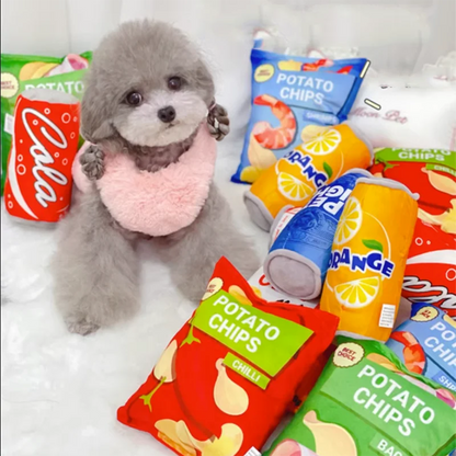 Pet Sound Paper Toy Potato Chips Simulation Fruit Bite Resistant Machine Wash Plush Toy For Cats And Dogs Grinding Teeth