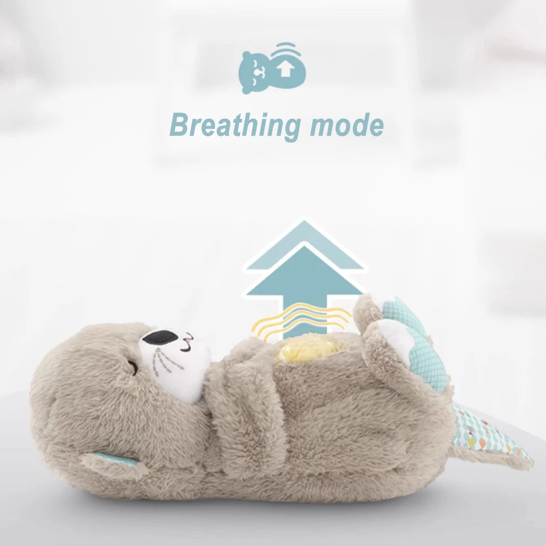 Breathing Otter Baby Sleep and Playmate Otter Musical Stuffed Plush Toy with Light Sound Newborn Sensory Comfortable Baby Gifts