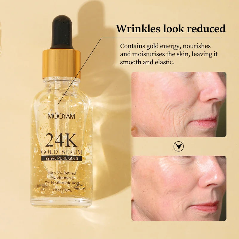 30ml Serum Anti Aging 24K Gold Facial Essence Whitening Moisturizing Facial Skin Care Korean cosmetics formula